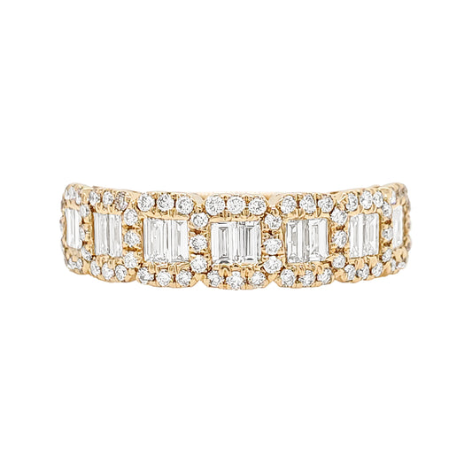 14K Gold Emerald Cut Diamond Halo Ring: 4/5 CTW Engagement Ring
