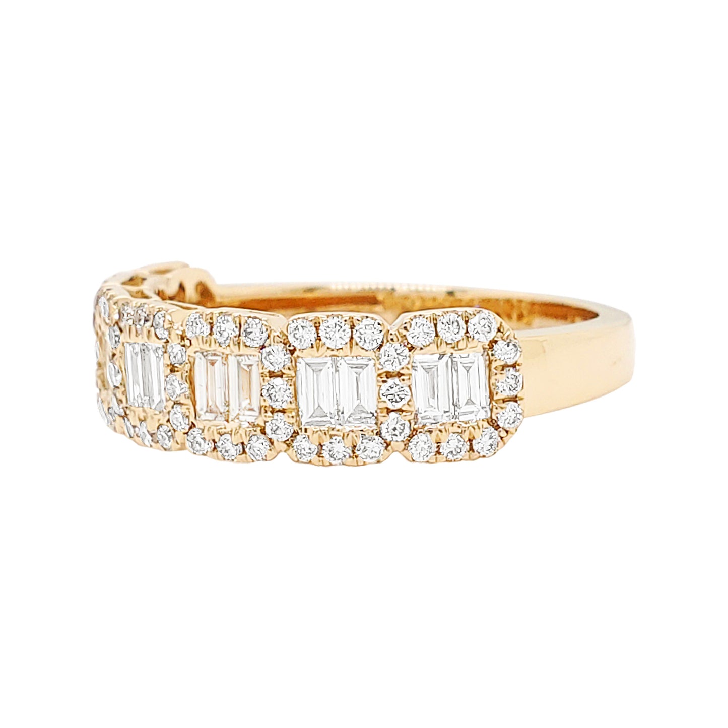 14K Gold Emerald Cut Diamond Halo Ring: 4/5 CTW Engagement Ring
