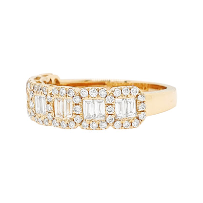 14K Gold Emerald Cut Diamond Halo Ring: 4/5 CTW Engagement Ring