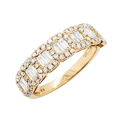 14K Gold Emerald Cut Diamond Halo Ring: 4/5 CTW Engagement Ring