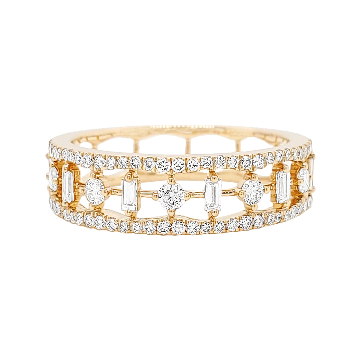 14K Gold Diamond Anniversary Band: Round & Baguette, 1/2CTW