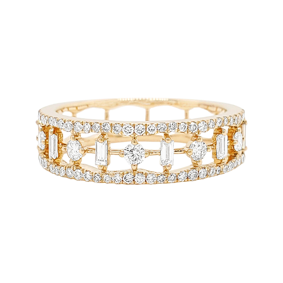 14K Gold Diamond Anniversary Band: Round & Baguette, 1/2CTW