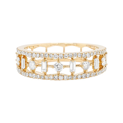 14K Gold Diamond Anniversary Band: Round & Baguette, 1/2CTW