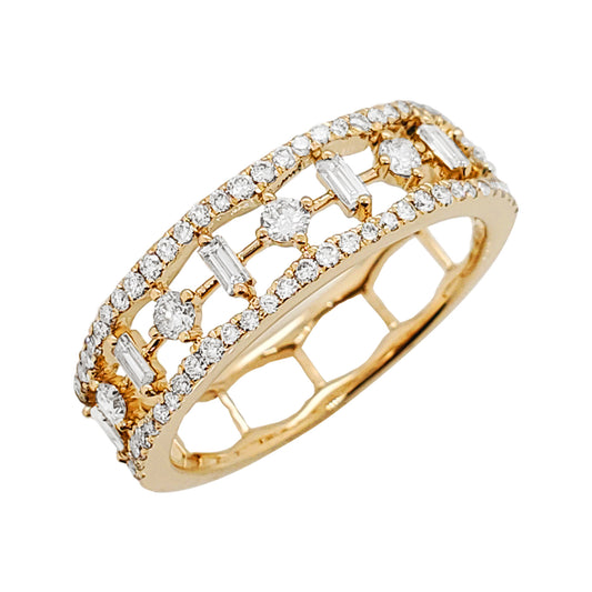 14K Gold Diamond Anniversary Band: Round & Baguette, 1/2CTW