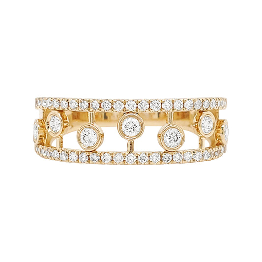 14K Yellow Gold Diamond Dewdrop Band Ring: Stackable Fine Jewelry
