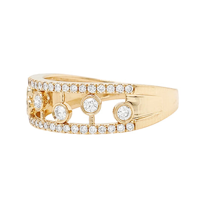 14K Yellow Gold Diamond Dewdrop Band Ring: Stackable Fine Jewelry