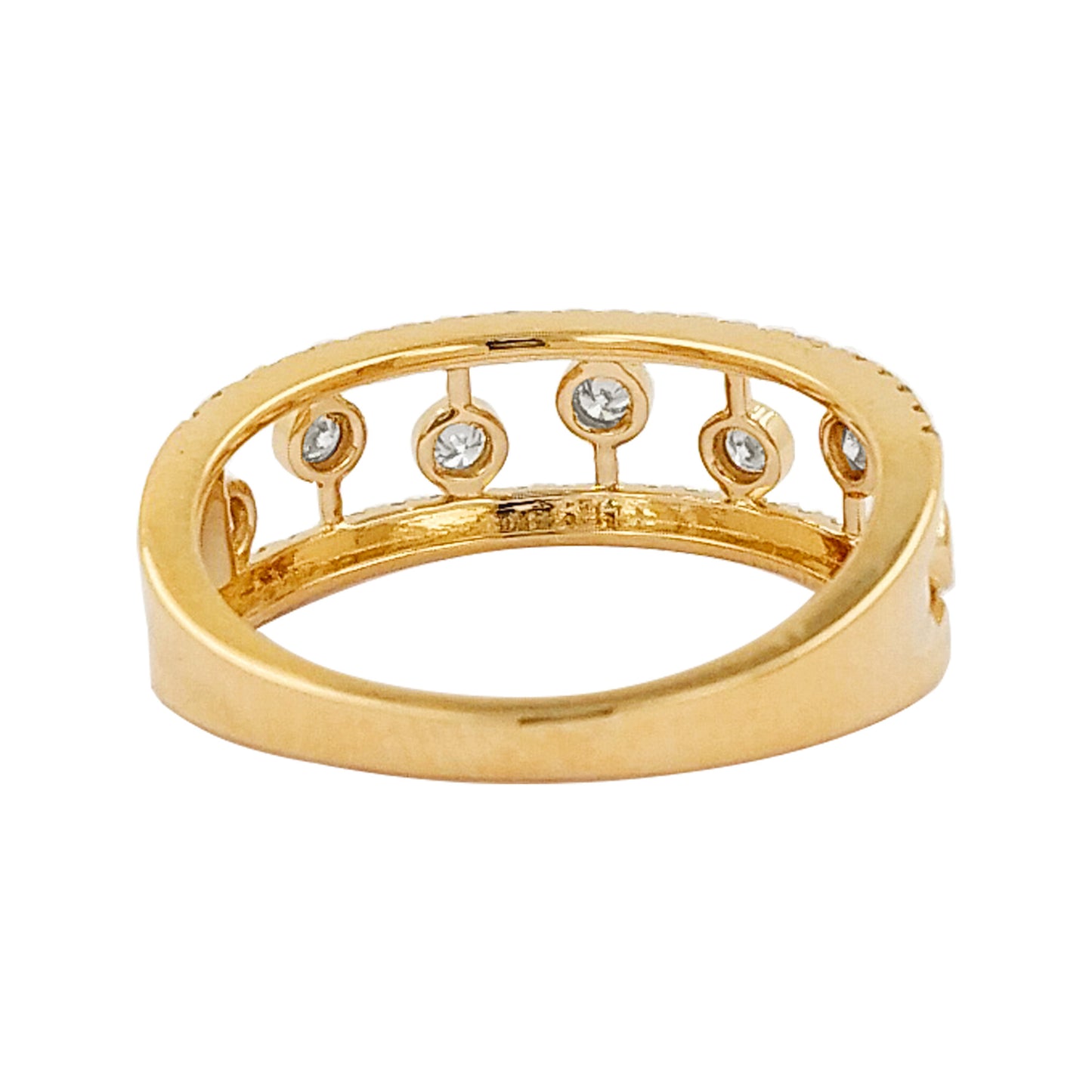 14K Yellow Gold Diamond Dewdrop Band Ring: Stackable Fine Jewelry