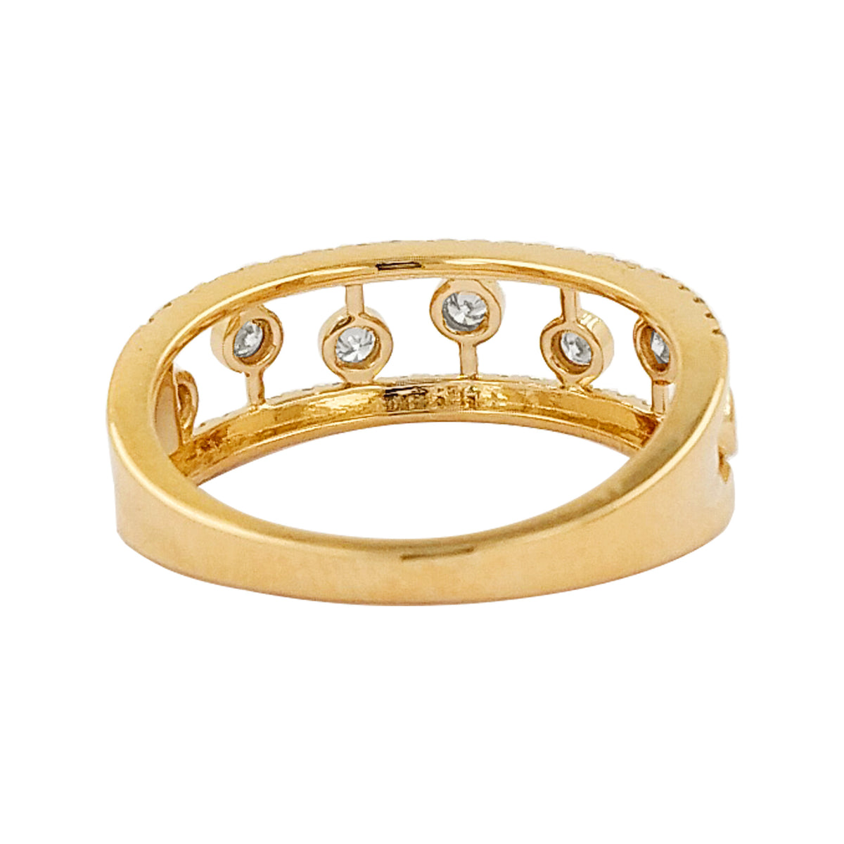 14K Yellow Gold Diamond Dewdrop Band Ring: Stackable Fine Jewelry
