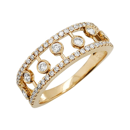 14K Yellow Gold Diamond Dewdrop Band Ring: Stackable Fine Jewelry