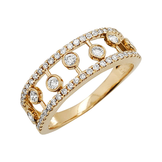 14K Yellow Gold Diamond Dewdrop Band Ring: Stackable Fine Jewelry