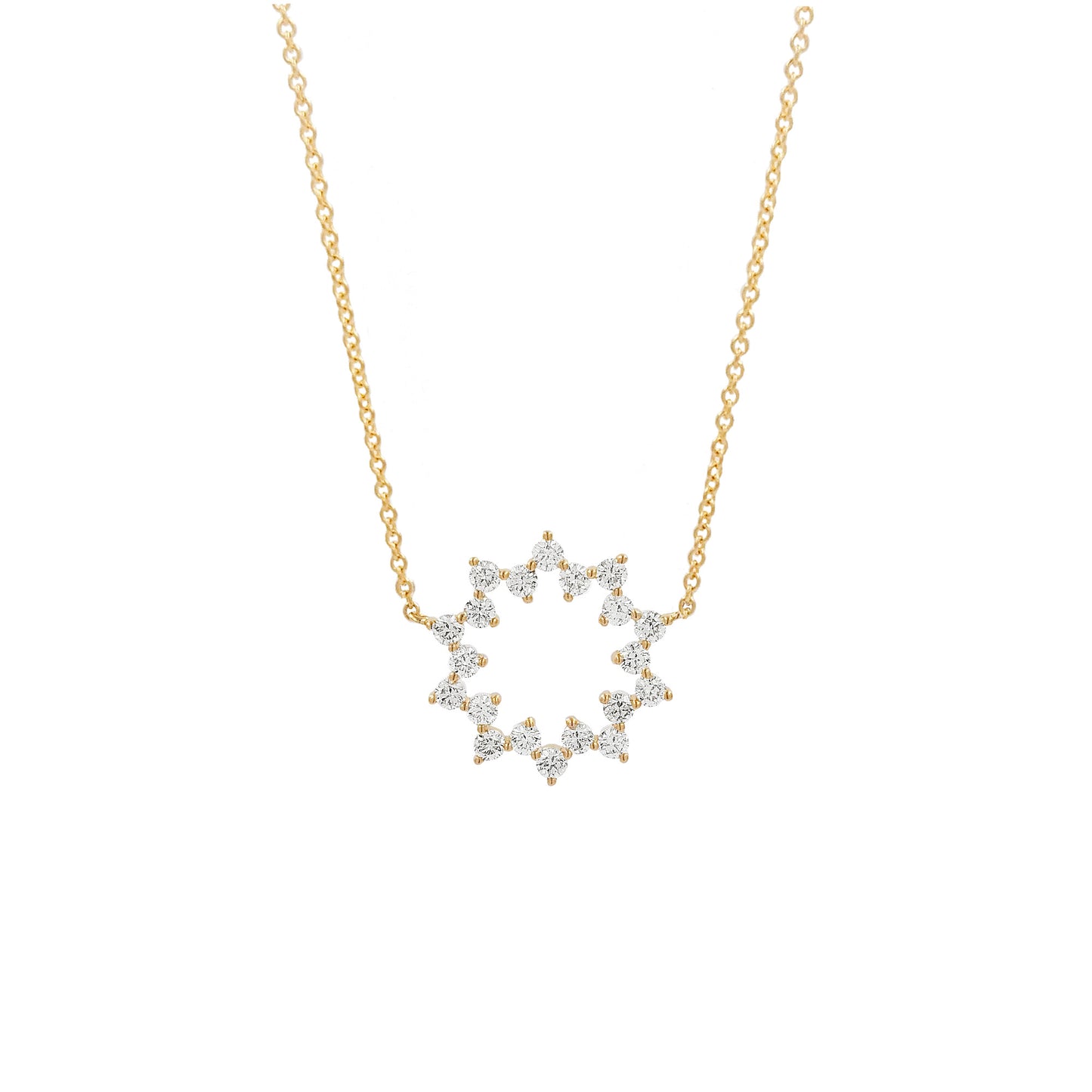 14K Gold Diamond Sunburst Pendant Necklace: Unisex Partywear Jewelry