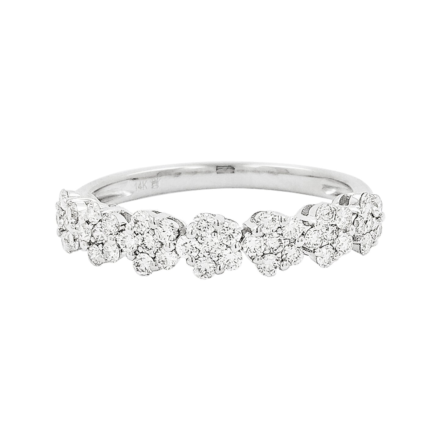 1/2CTW Diamond Cluster 14K Gold Band Ring: Wedding, Anniversary, Engagement