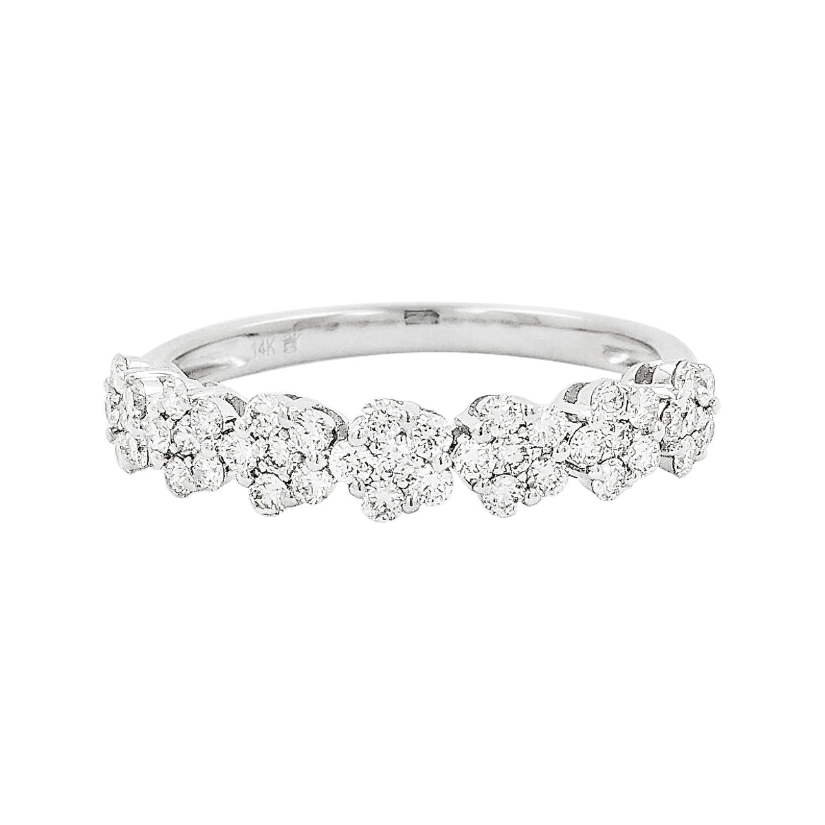 1/2CTW Diamond Cluster 14K Gold Band Ring: Wedding, Anniversary, Engagement