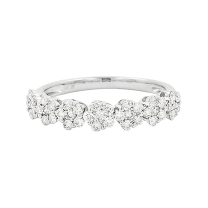 1/2CTW Diamond Cluster 14K Gold Band Ring: Wedding, Anniversary, Engagement