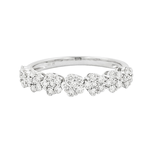 1/2CTW Diamond Cluster 14K Gold Band Ring: Wedding, Anniversary, Engagement