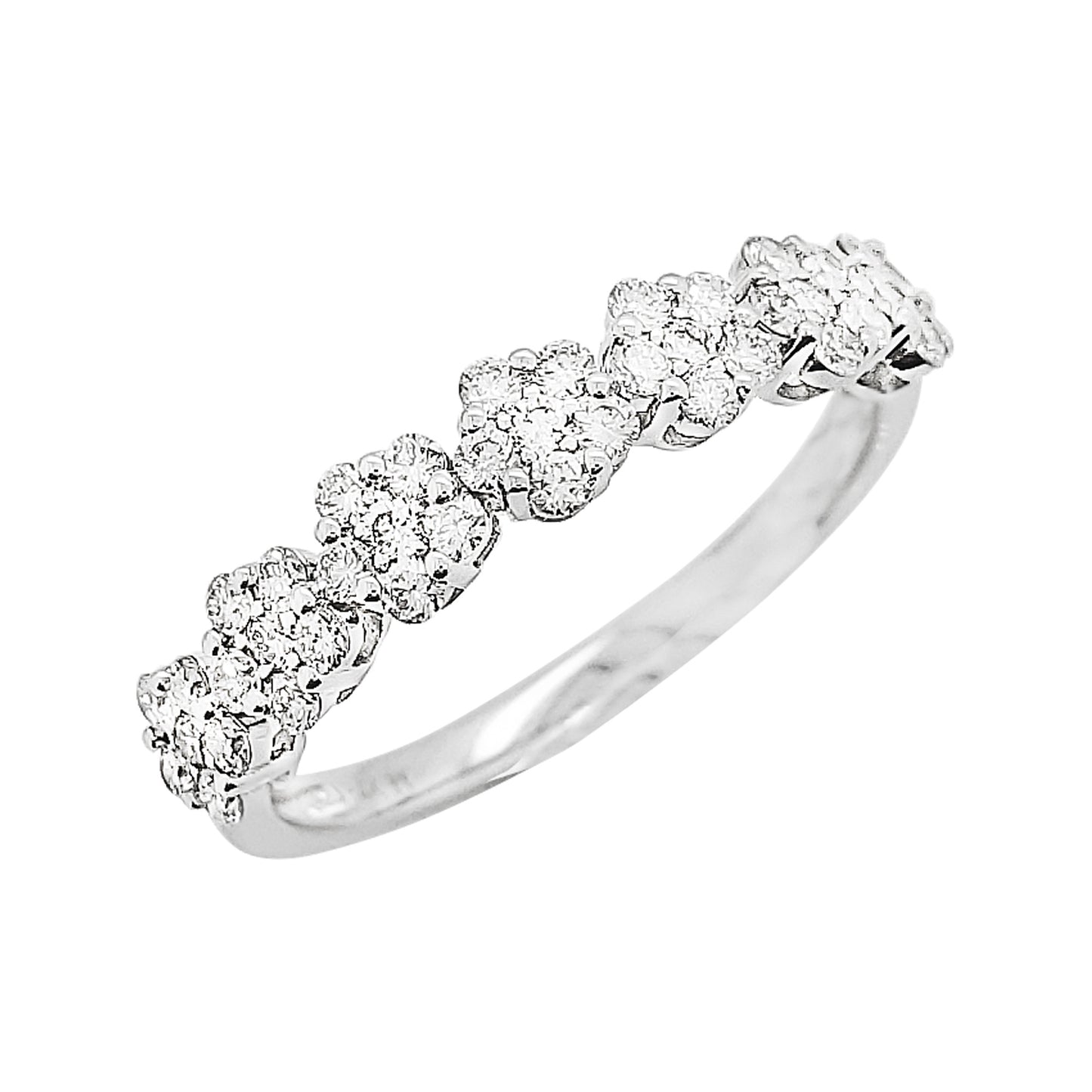 1/2CTW Diamond Cluster 14K Gold Band Ring: Wedding, Anniversary, Engagement