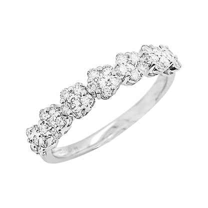 1/2CTW Diamond Cluster 14K Gold Band Ring: Wedding, Anniversary, Engagement