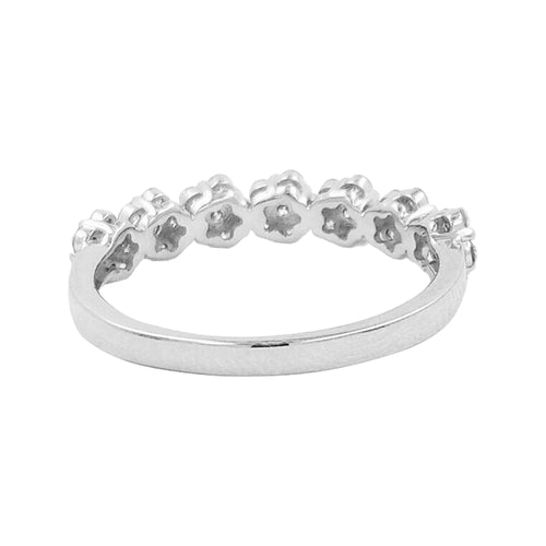 1/2CTW Diamond Cluster 14K Gold Band Ring: Wedding, Anniversary, Engagement