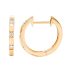14K Yellow Gold Diamond Huggie Hoop Earrings