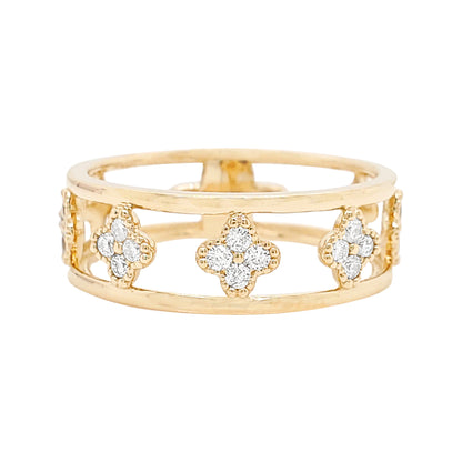 Lucky Clover Diamond Band: 14K Gold Ring, 1/4CTW