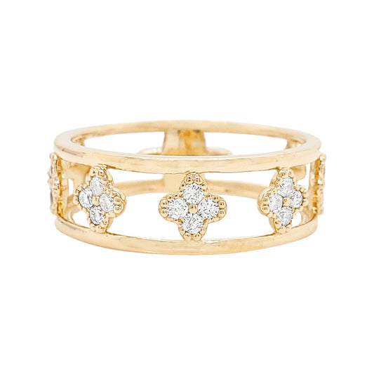 Lucky Clover Diamond Band: 14K Gold Ring, 1/4CTW