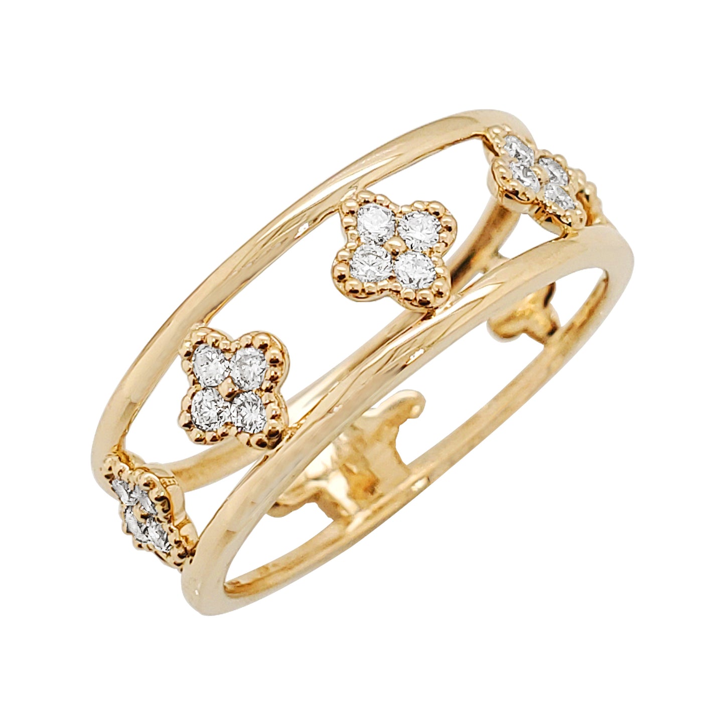 Lucky Clover Diamond Band: 14K Gold Ring, 1/4CTW