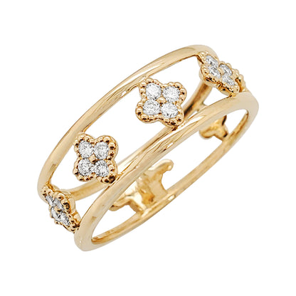 Lucky Clover Diamond Band: 14K Gold Ring, 1/4CTW