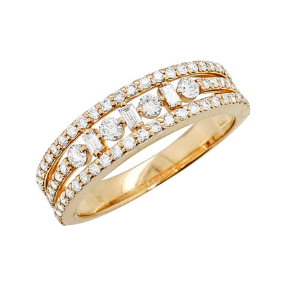 14K Gold Multi-Row Diamond Ring: Elegant Wedding Anniversary Band