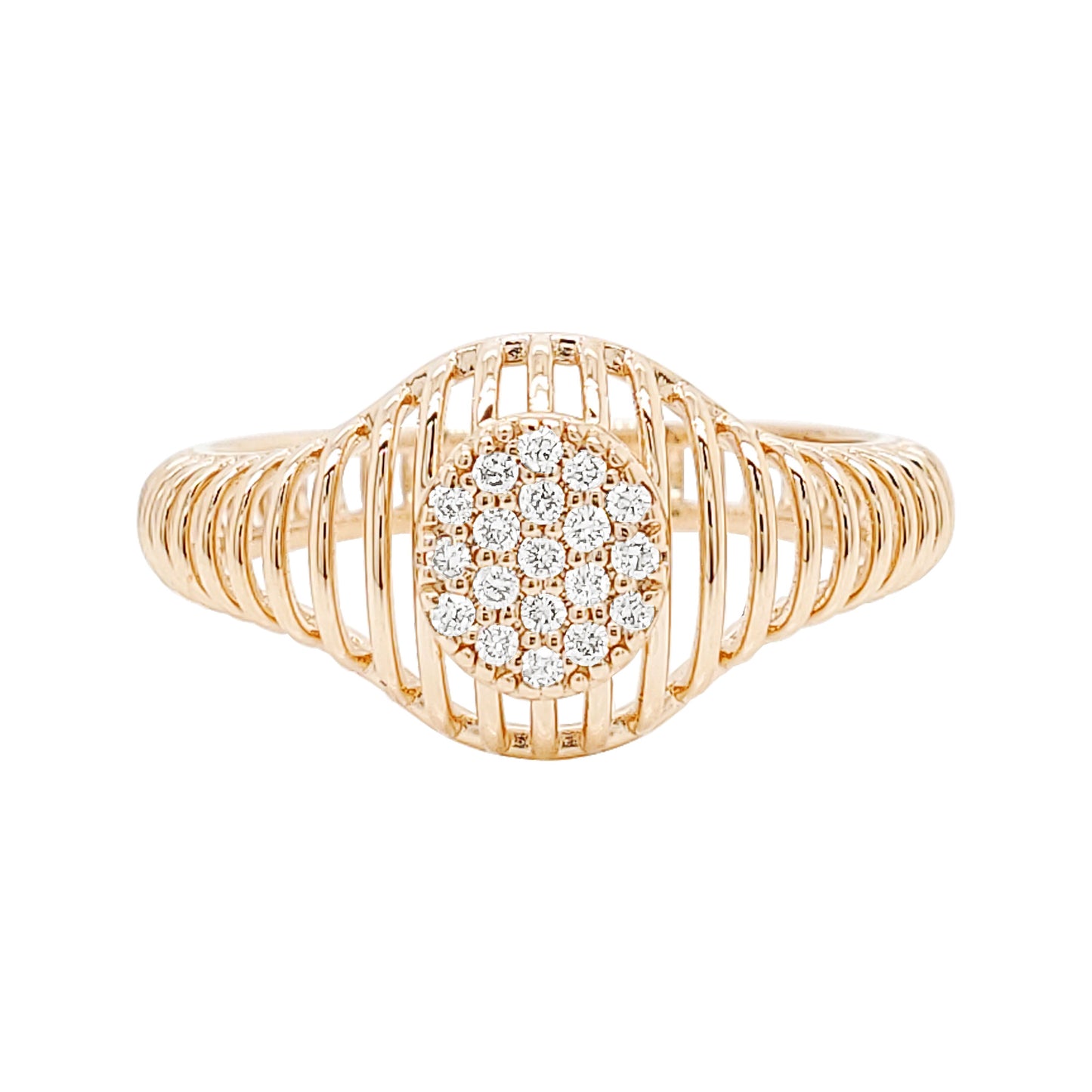 14K Gold Diamond Cluster Cage Ring - Modern Unisex Jewelry