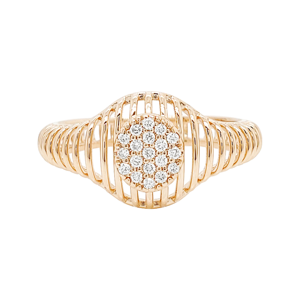 14K Gold Diamond Cluster Cage Ring - Modern Unisex Jewelry