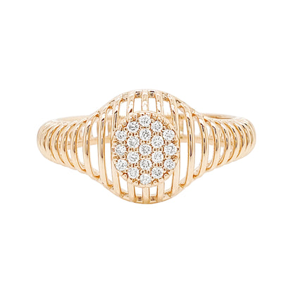 14K Gold Diamond Cluster Cage Ring - Modern Unisex Jewelry