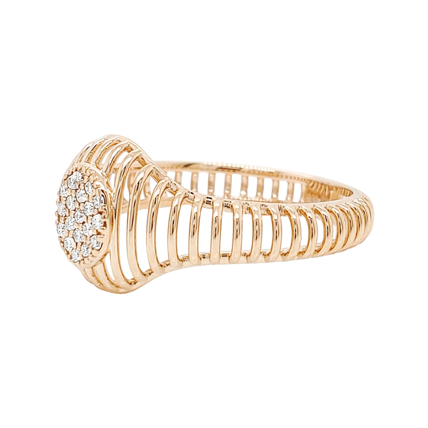 14K Gold Diamond Cluster Cage Ring - Modern Unisex Jewelry