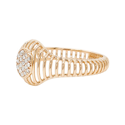 14K Gold Diamond Cluster Cage Ring - Modern Unisex Jewelry