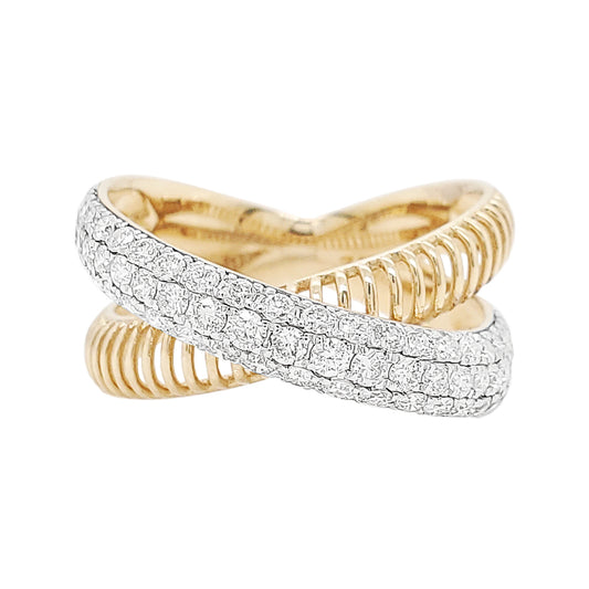 14K Gold Diamond X Ring: Anniversary Wedding Band