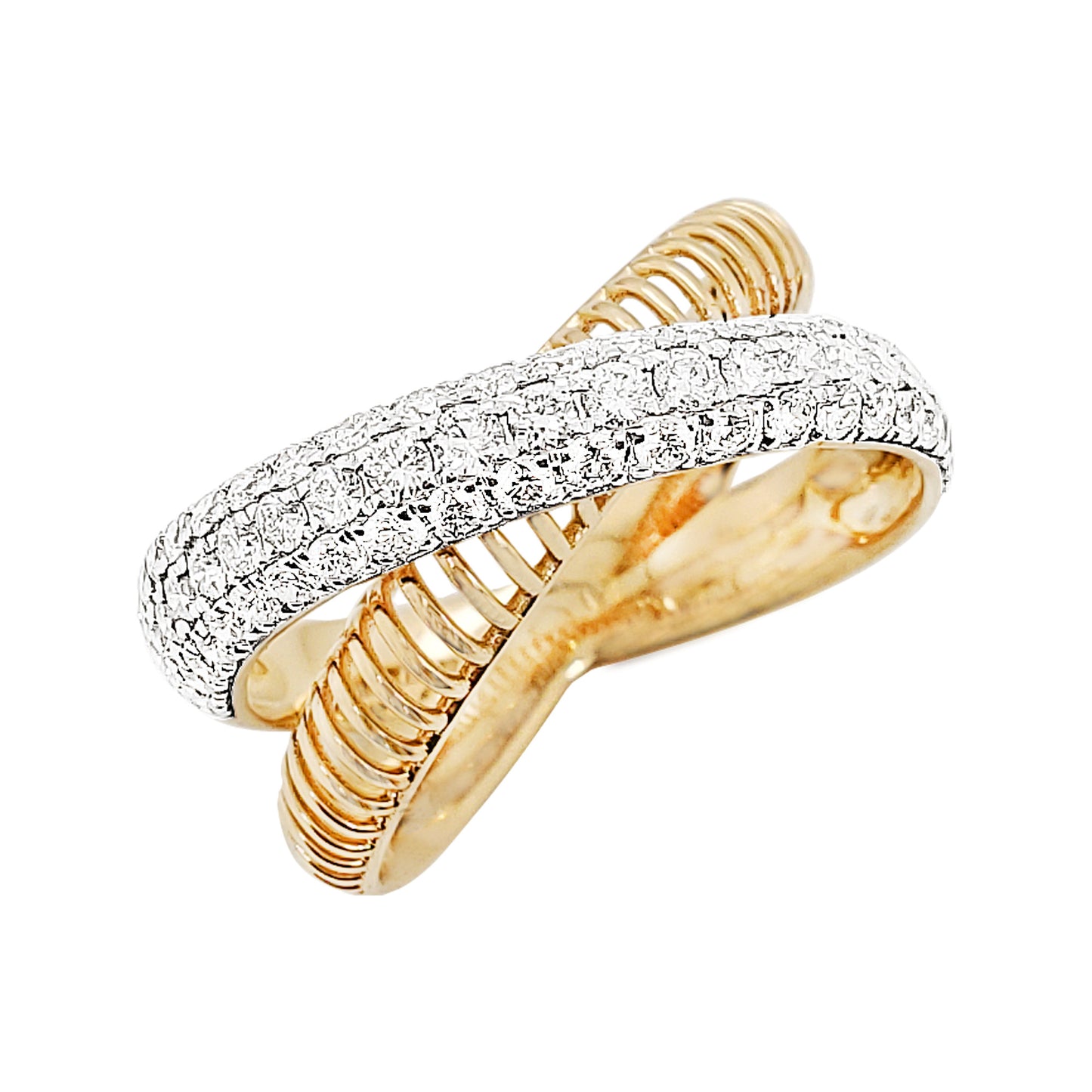 14K Gold Diamond X Ring: Anniversary Wedding Band