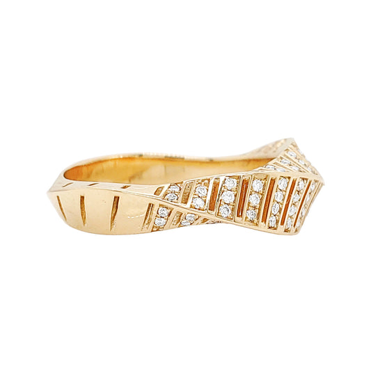 14K Gold Diamond Feather Ring: Elegant Anniversary Jewelry