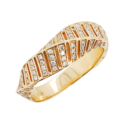 14K Gold Diamond Feather Ring: Elegant Anniversary Jewelry