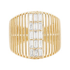 14K Gold Ribbed Ring with 1/2 CTW Baguette Diamond Inlay - Anniversary Gift