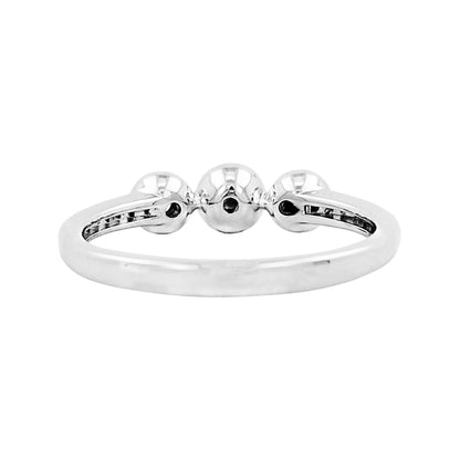 14K Gold Bezel Set Sapphire & Light Brown Diamond Band | Dainty Stacking Ring