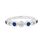 14K White Gold Light Brown Diamond & Blue Sapphire Bezel Ring