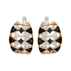 Black & Light Brown Diamond Earrings | 14K Dual Tone Gold Art Deco Jewelry
