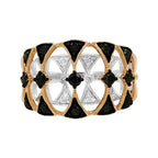 14KRose Gold Dual Tone Diamond Ring, Black & Light Brown Statement Ring