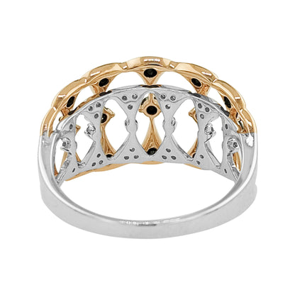 14KRose Gold Dual Tone Diamond Ring, Black & Light Brown Statement Ring