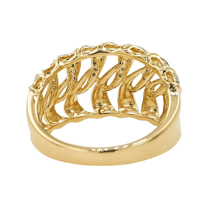 14K Gold Light Brown Diamond Wave Ring, Riffle Statement Band
