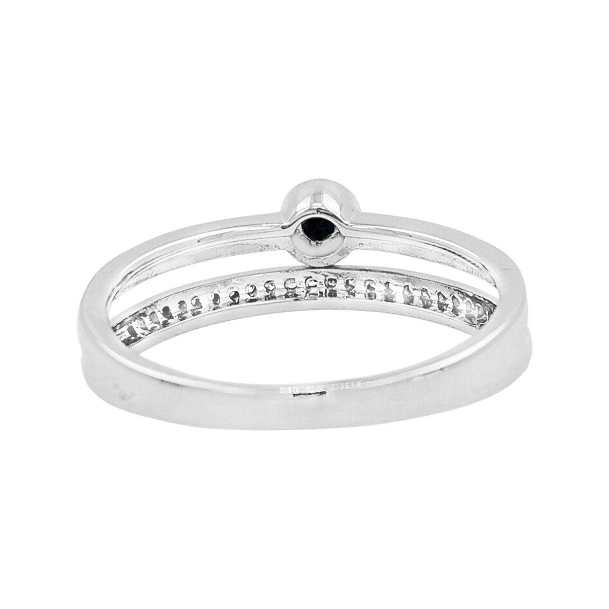 14K White Gold Sapphire Light Brown Diamond Ring, Bezel Set Stackable Band
