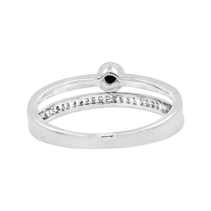 14K White Gold Sapphire Light Brown Diamond Ring, Bezel Set Stackable Band