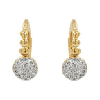 14K Gold Light Brown Diamond Cluster Earrings, Beaded Lever Back Dangle