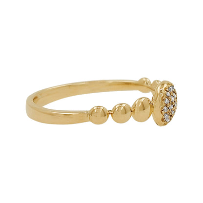 14K Gold Light Brown Diamond Cluster Ring, Beaded Stacking Band