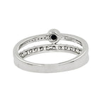 14K White Gold Sapphire Light Brown Diamond Ring, Split Shank Band