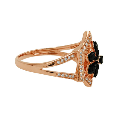 14K Gold Black & Light Brown Diamond Star Ring | White Accent Diamond Statement Jewelry